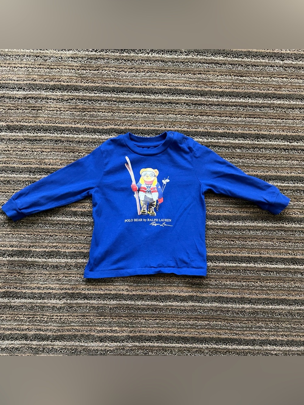 Ralph Lauren Royal Blue Polo Bear Pullover Long-Sleeve Tee